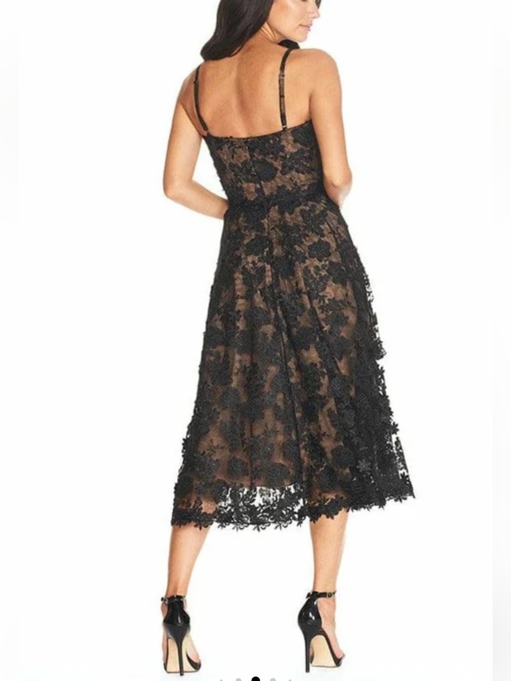 Dress the Population Womens Tahani Plunge Neckline Fit and Flare Dress - Picture 3 of 8
